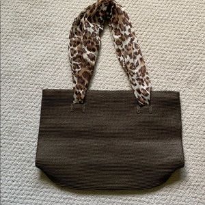 NEW Brown purse tote with leopard print handles